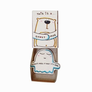 Tarjeta sorpresa de humor/ Tarjeta linda de Halloween/ Esta es una tarjeta de abrazo fantasma/ Tarjeta fantasma/ Tarjeta de Halloween/ Divertida/ Tarjeta de aniversario/ Caja de cerillas/ OT016