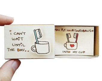 Romantic New Couple Card/ Move in Card/ Unique Love gift for girlfriend/ "I can't wait to put your toothbrush into my cup" / Proposal Card