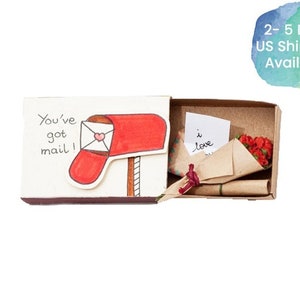 Jolie carte d'amour/ carte d'anniversaire/ cadeau d'amour personnalisé/ cadeau surprise pour elle/ pour lui/ carte boîte d'allumettes Je t'aime/ Vous avez un courrier/ LV021