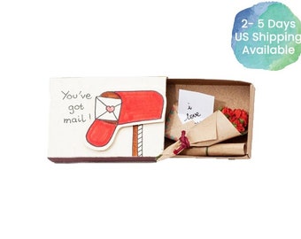 Cute Love Card/ Anniversary Card/ Personalized Love Gift/ Surprise Gift for Her / For Him / I love you Matchbox Card/ You've got mail/ LV021