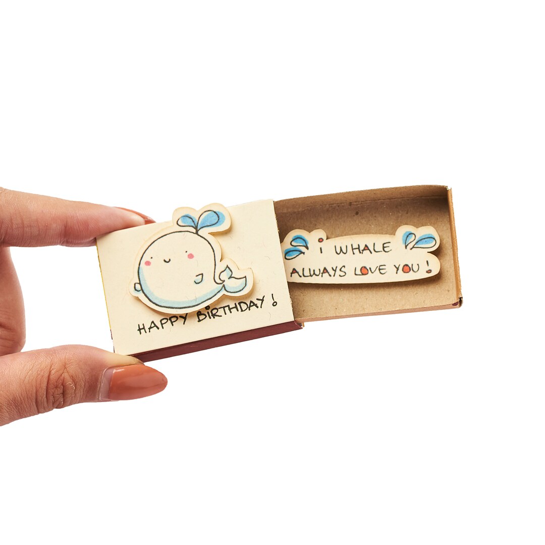 Cute Whale Birthday Card Matchbox/ Small Tiny Gift Box/ I Whale Always ...