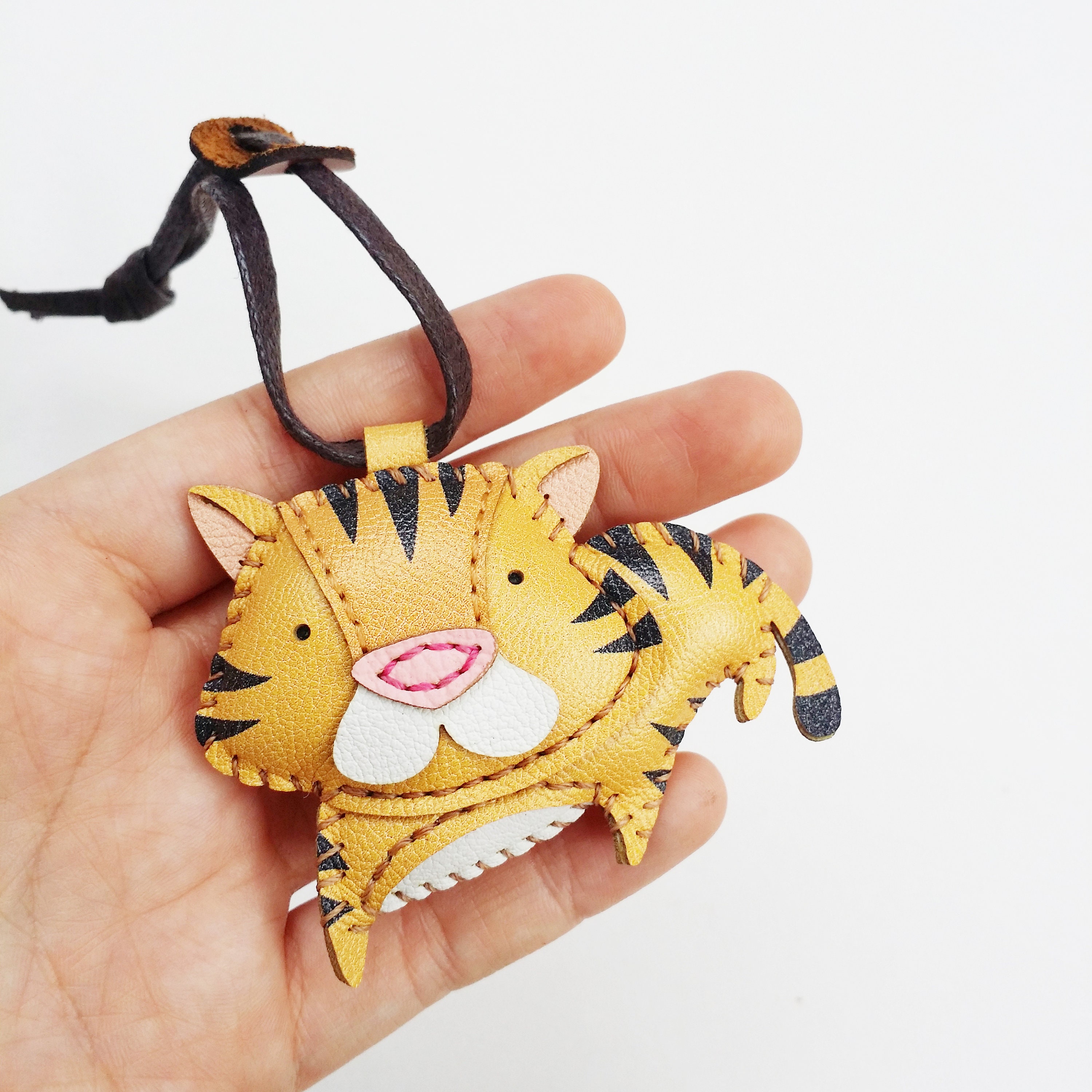 Tiger Stuffed Leather Toy Personalized Charm Handmade Etsy