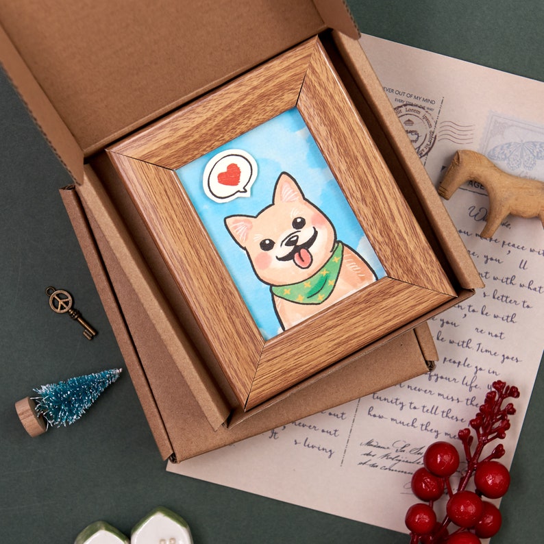 Customized Dog Portrait, Personalized Dog Art, Mini Custom Dog Portrait, Tiny Custom Dog Paintings, Personalized Gifts For Him, Miniature Brown