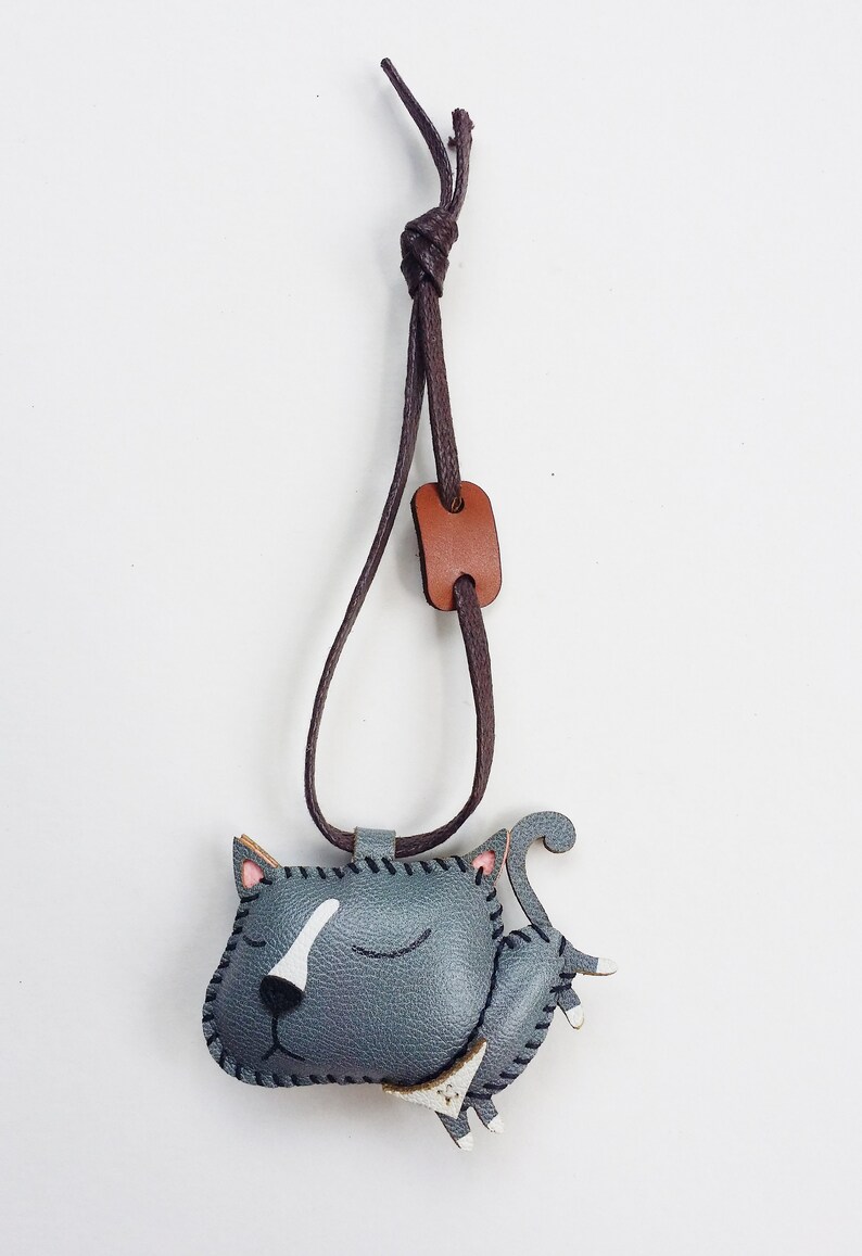 Cute Keychain Cat Leather Toy PT036 British Shorthair Charm Personalized Charm Unique Bag Charm Handmade Luggage Tag