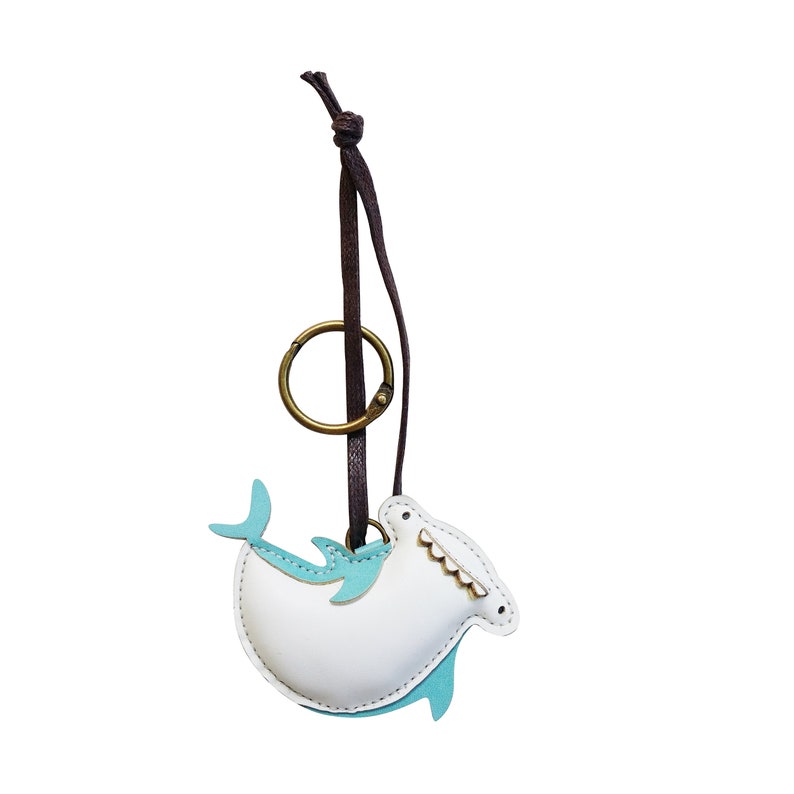 Baby Shark Stuffed Toy Leather Animal Keychain Gift for Family Shark Family Luggage Tag Personalized Charms Unique Custom Bag Charm