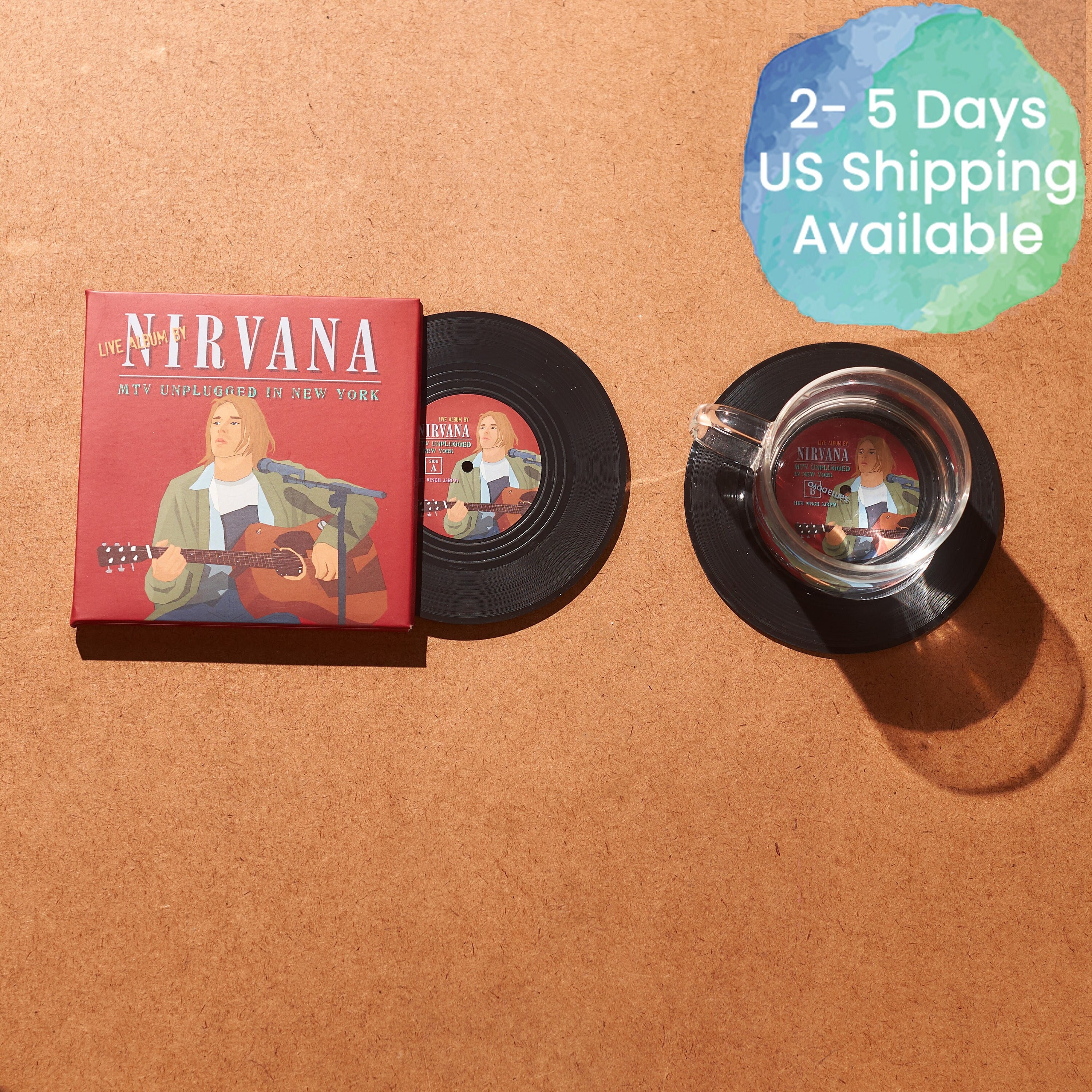 Nirvana Vinyl Record Coasters, Set of 2, MTV Unplugged 90s Grunge Music  Coasters, Album Cover, Gift for Music Lovers, Kurt Cobain Gift -  UK