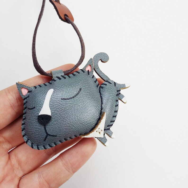 Cute Keychain Cat Leather Toy PT036 British Shorthair Charm Personalized Charm Unique Bag Charm Handmade Luggage Tag