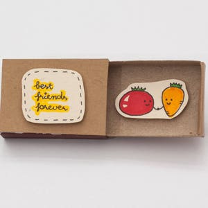 Veggy Friendship Card/ Best Friends Foodie Matchbox Card/ BFFs gifts/ Gift box/ Best Friends Forever/ Tomato Carrot/ OT028 image 2
