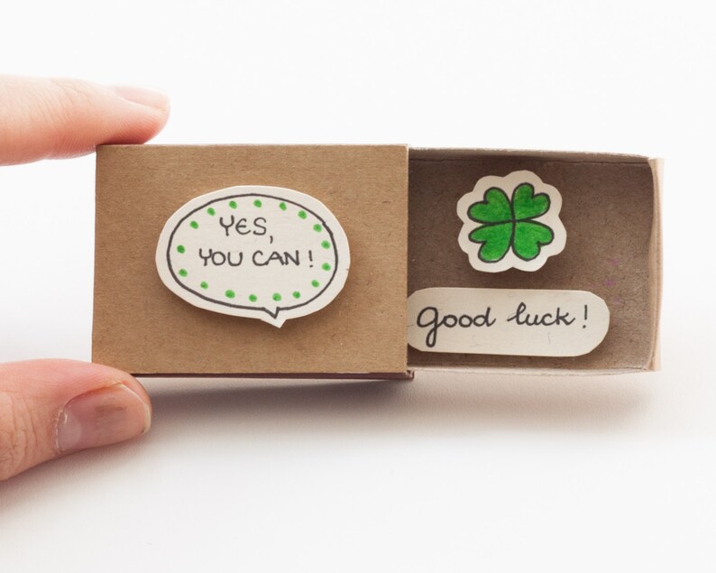 Good Luck Card Cute encouraging Matchbox Gift box Encouragement Card Friendship Card Yes you can card OT059