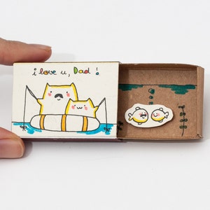 Vatertagskarte/ Katzen-Papa-Karte/ Lustiges Vatertagsgeschenk Geschenk für Papa/ Katze Angelkarte/ "I love you Dad" Matchbox/ Geschenkbox/ OT021