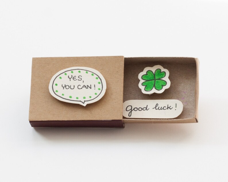 Good Luck Card Cute encouraging Matchbox Gift box Encouragement Card Friendship Card Yes you can card OT059
