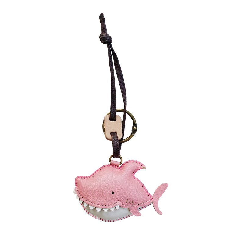 Baby Shark Stuffed Toy Leather Animal Keychain Gift for Family Shark Family Luggage Tag Personalized Charms Unique Custom Bag Charm