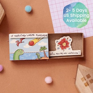 Liefdeskaart dinosaurus "If Nothing Last Forever, Will you be my Nothing" Romantisch liefdescadeau voor haar/voor hem/matchbox-kaart/voorstelkaart/LV153