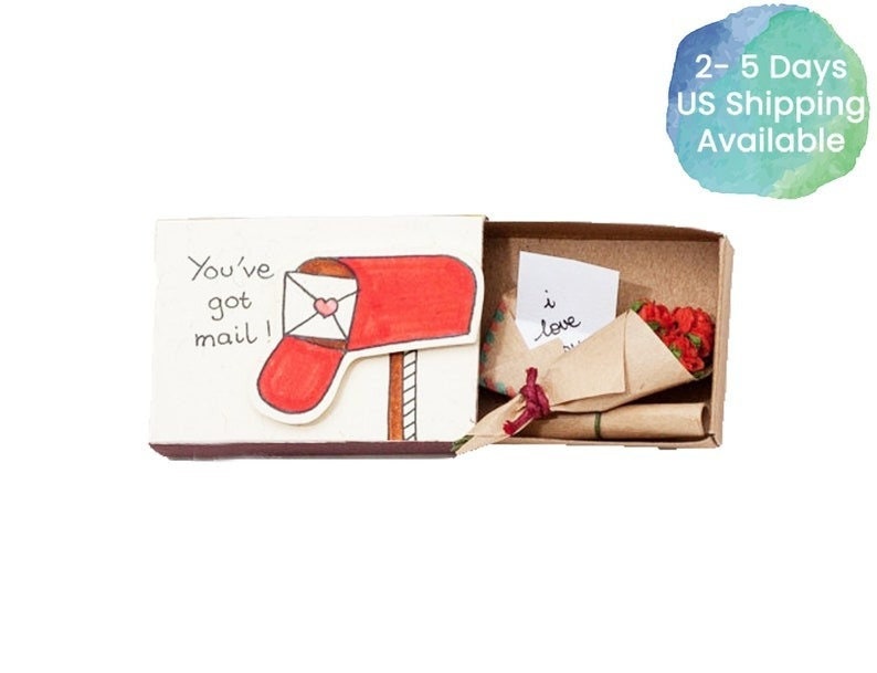 Cute Love Card/ Anniversary Card/ Personalized Love Gift/ Surprise Gift for Her / For Him / I love you Matchbox Card/ You've got mail/ LV021 image 1