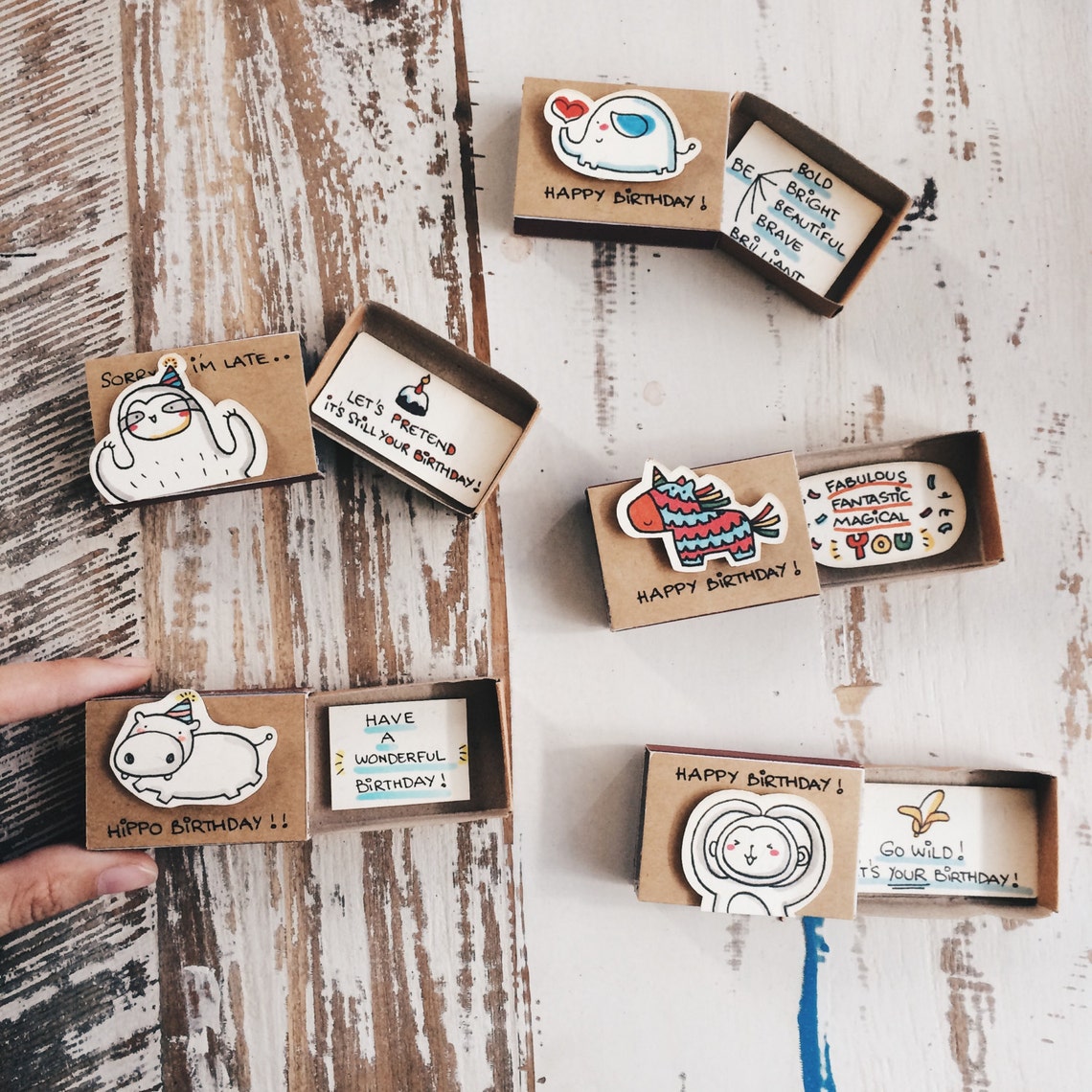 Funny Birthday Matchboxcards Set of 5/Cute Birthday Etsy