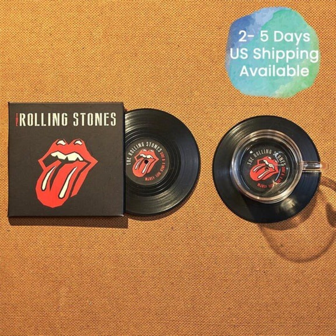 The Rolling Stones Vinyl Record Coasters, Set of 2, LP Record Coasters