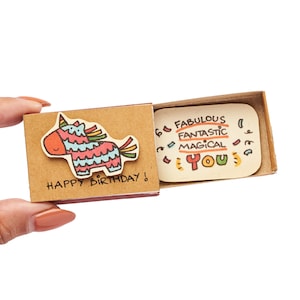 Süße Geburtstagskarte / Piñata Geburtstagskarte / Streichholzschachtel / Geburtstagsgeschenk für Kinder / Happy Birthday - Fabulous Fantastic You/ BD005
