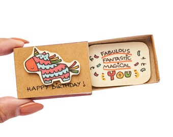 Cute Birthday Card / Piñata Birthday Card/ Matchbox/ Birthday Gift for Kids / Happy Birthday - Fabulous Fantastic You/ BD005