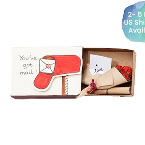 Tarjeta de amor linda / Tarjeta de aniversario / Regalo de amor personalizado / Regalo sorpresa para ella / Para él / Te amo Tarjeta Matchbox / Tienes correo / LV021