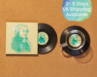 Mozart Vinyl Record Coasters, Set of 2, Classical Music Coasters, Album Cover, Decorations, Gift for Music Lovers, Mozart, Symphonies