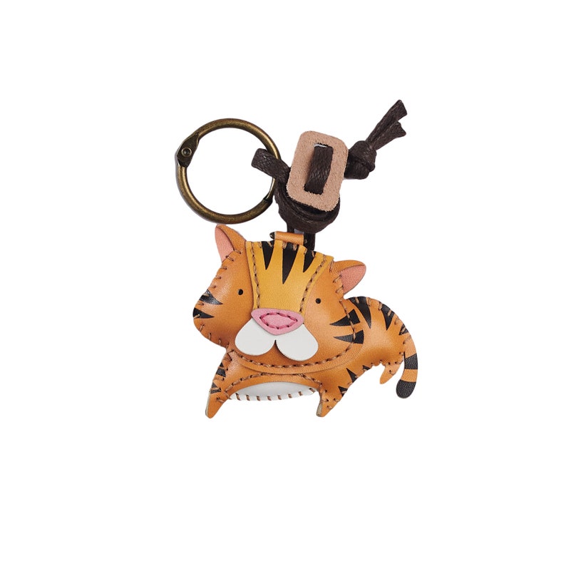 Tiger Bag Charm Leather Plush Toy Personalized Charm Etsy