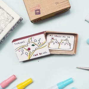 Tarjeta de amistad divertida/ Tarjeta de caja de cerillas de mejores amigos locos/ Tarjeta de gato/ Caja de cerillas de mejores amigos/ Caja de regalo/ "Gracias por ser tan loco como yo"/ OT108