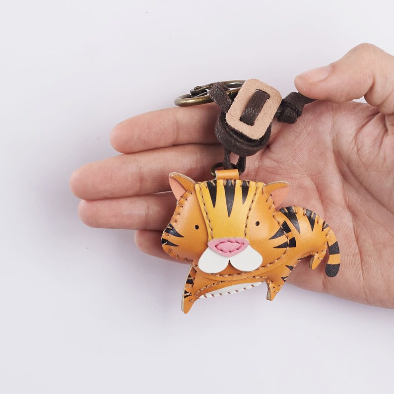 Tiger Bag Charm Leather Plush Toy Personalized Charm Etsy