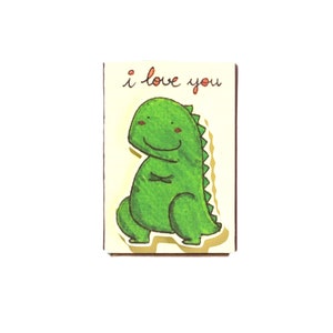 Dinosaur Love Card/ Funny 3D pop-up Dino Card/ Funny gift for her/ Matchbox Card/ Dinosaur card/ I Love You This Much/LV099 image 2