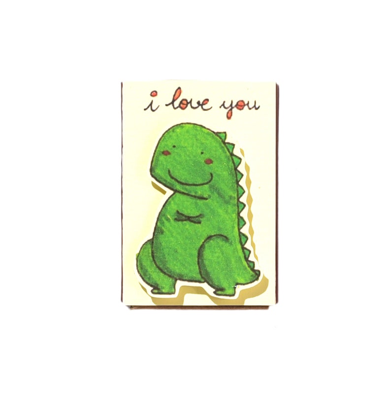 Dinosaur Love Card/ Funny 3D pop-up Dino Card/ Funny gift for her/ Matchbox Card/ Dinosaur card/ I Love You This Much/LV099 image 2