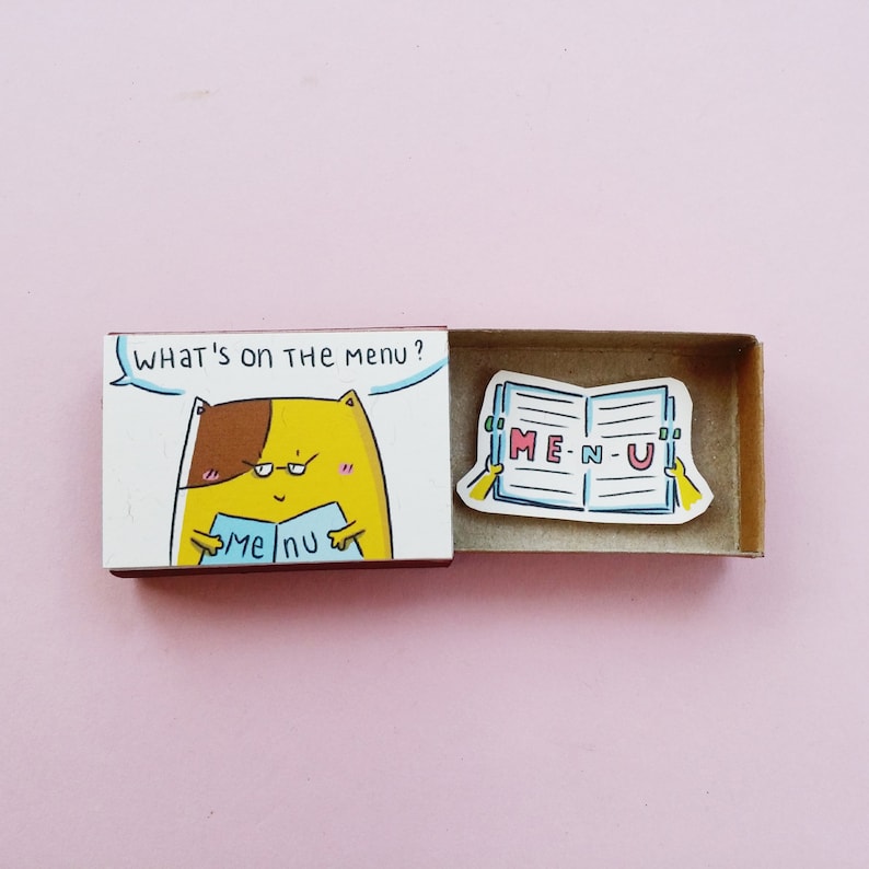 Adorable Funny Love card Witty Cheeky Love Card Unique Love gift For Cat Lovers What/'s on the ME N U LV125