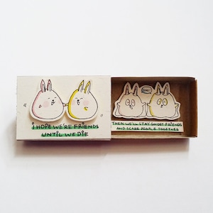 Silly Friendship Matchbox – Soulmate-Geschenkbox – süßes Geschenk für Freunde – Kaninchen-Grußkarten – „Ich hoffe, wir sind Freunde, bis wir sterben“ – OT119