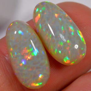 11.7 Carat - Light Ethiopian Welo Opal Pair with Cellular Pattern