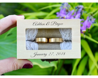 ring box, Personalized ring box with glass lid, wedding box, wooden ring box ,ring bearer box,engagement ring box, custom ring holder (R51)