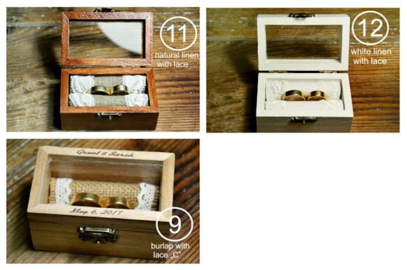 ring box, Personalized ring box with glass lid, wedding box, wooden ring box ,ring bearer box,engagement ring box, custom ring holder R50 image 4