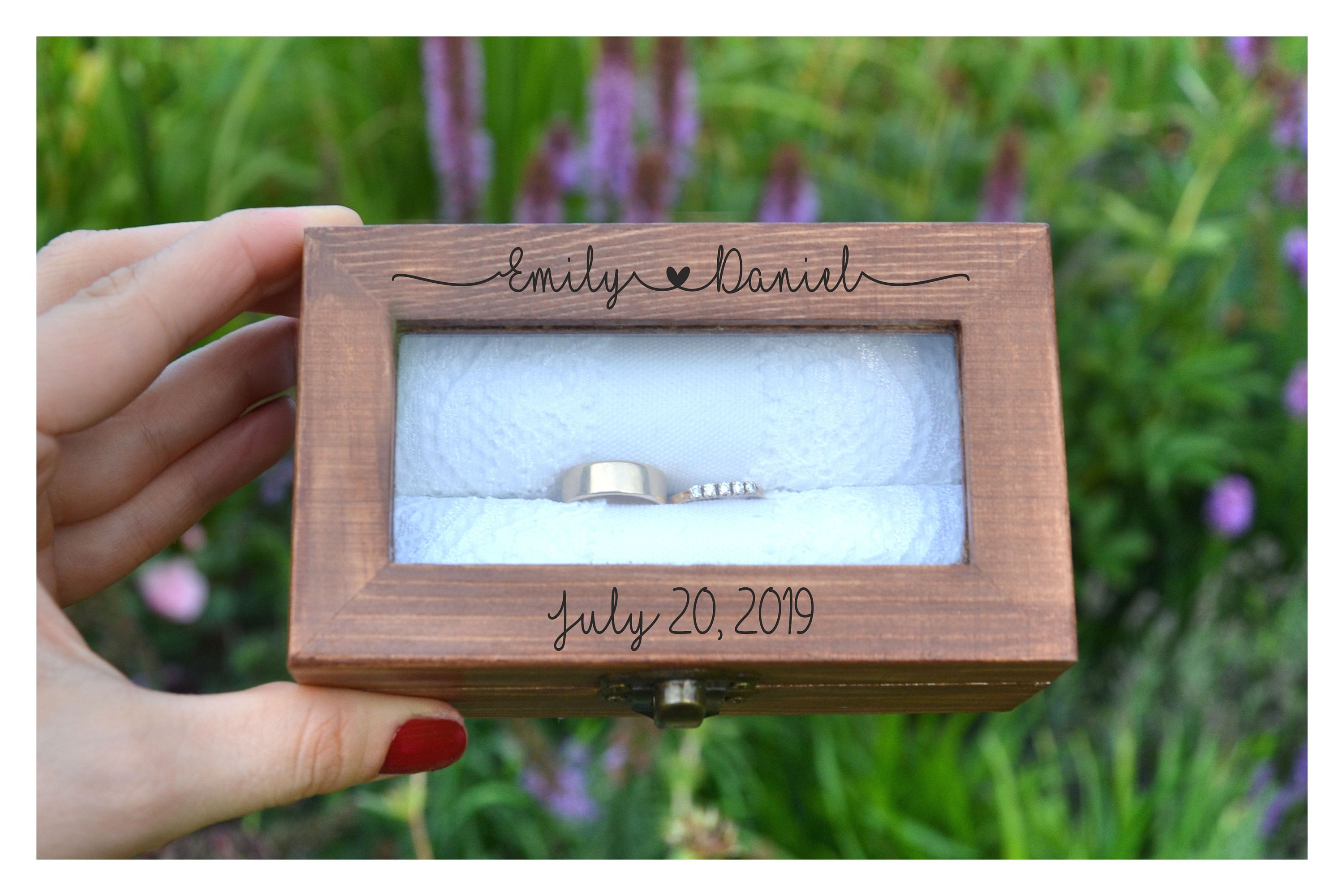 Ringbox Personalisierte Ringbox mit Glasdeckel Hochzeitsbox Etsy