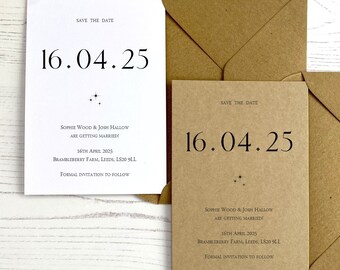 Minimalist Save the Date Cards - Modern Classic Wedding Invites - Celestial Wedding Stationery - Simplistic Wedding