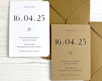 Minimalist Save the Date Cards - Modern Classic Wedding Invites - Celestial Wedding Stationery - Simplistic Wedding