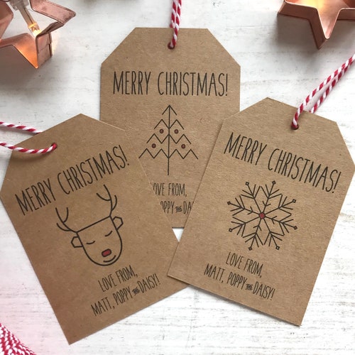 Personalised Christmas Gift Tag Pack, Scandi Reindeer Tag, Eco Friendly Present Labels, Rustic Gift Tag, Christmas Favours, Scandi Style