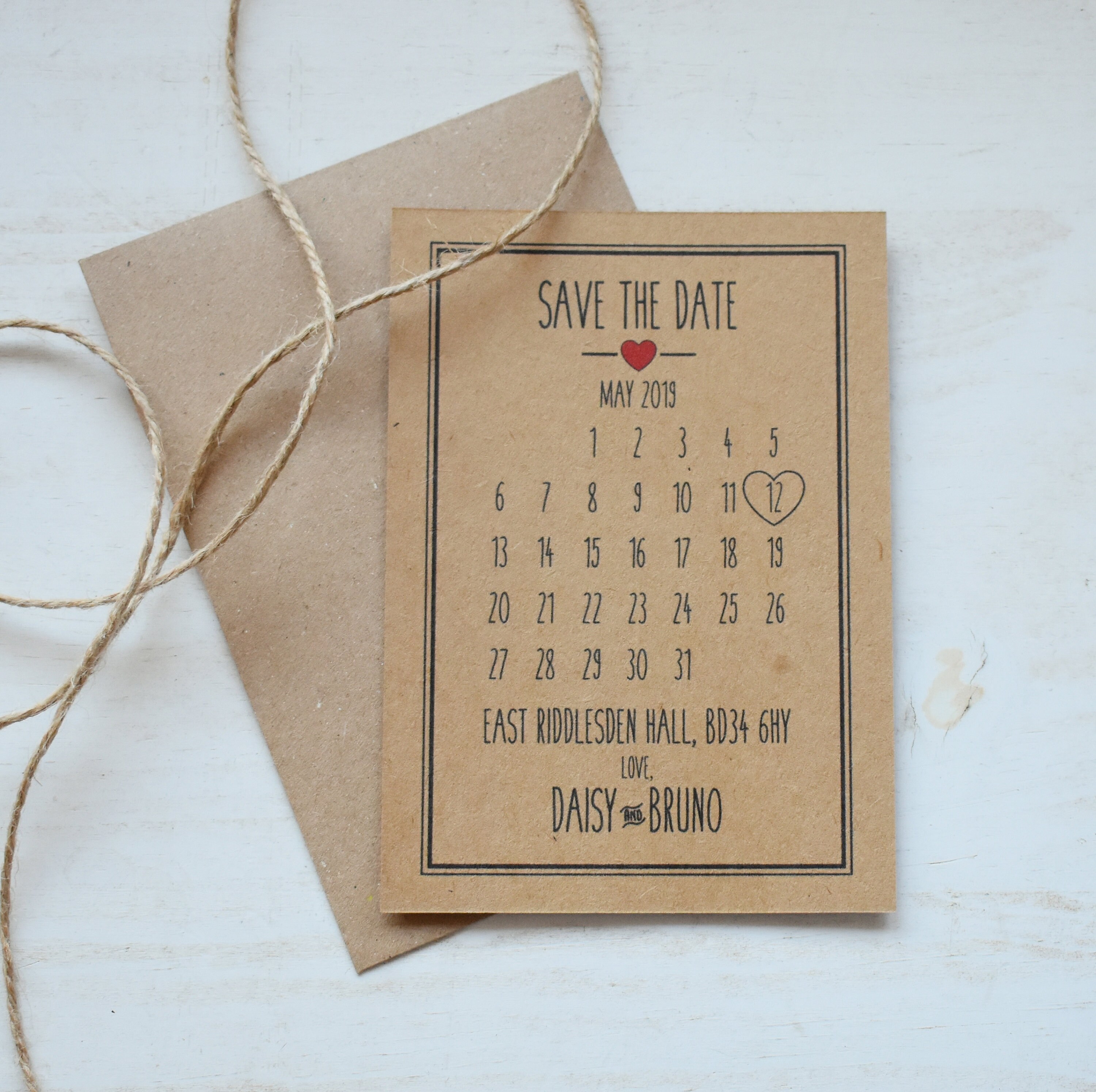 Rustic White Heart Save the Date Cards Rustic Save the Dates picture