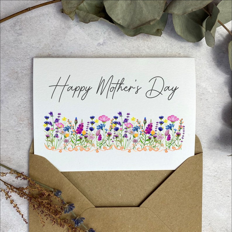 Happy Mother's Day Card | Colourful Wildflower Meadow Detail | Seeded Wildflower Card or White Card | Eco-friendly Gift for Mum bild 2