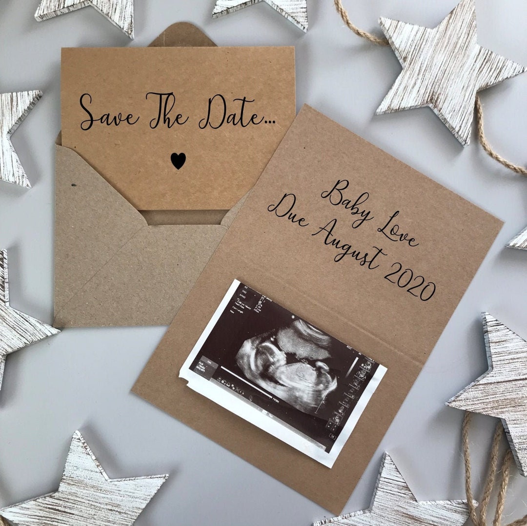 Save the Date Pregnancy Announcement Card, Personalised Baby