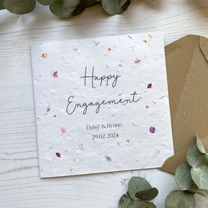 Personalised Engagement Card - Congratulations Gift for Couple Getting Married - Floral Proposal Card - Seed Paper - Scattered Wildflower