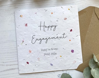Personalised Engagement Card - Congratulations Gift for Couple Getting Married - Floral Proposal Card - Seed Paper - Scattered Wildflower
