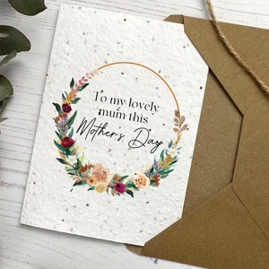 Personalised Happy Mother's Day Card | Floral Bohemian Mother's Day Card | Seeded Wildflower Card or White Card | Eco-friendly Gift for Mum