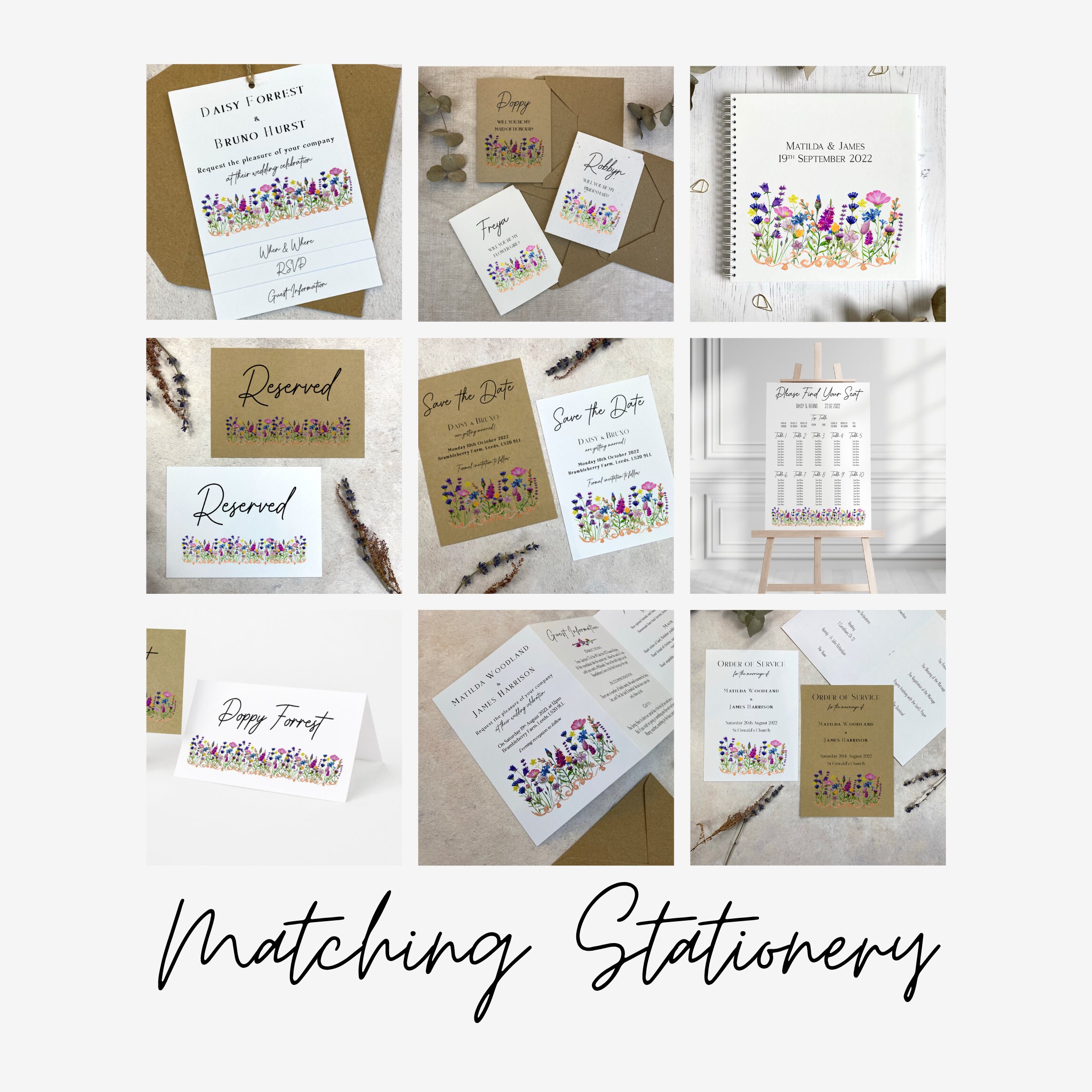 Seed Paper Wedding Invitations Wildflower Wedding Invite Set Etsy UK