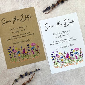 Wildflower Meadow Save the Date Cards, Floral Wedding Invites, Classic Wedding Theme, Affordable Wedding Stationery