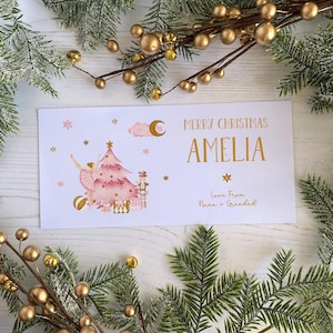 Personalisierte Weihnachtsgeschenk Geld Brieftasche - Pink & Gold Nussknacker Szene - Geschenk Tasche Brieftasche Karte für Geschenkgutschein oder Tickets - Für ein Mädchen