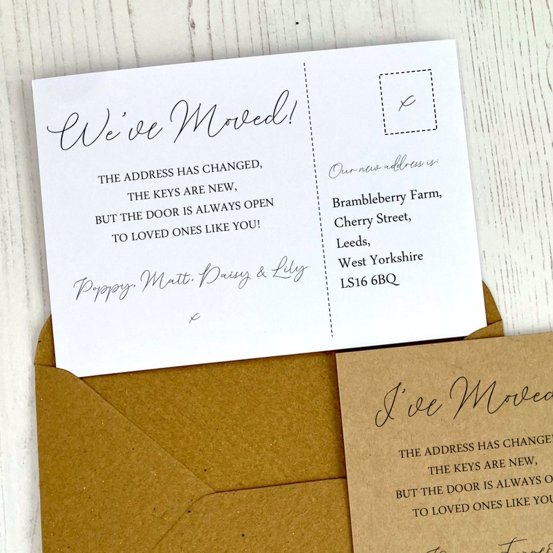 Addressing Post Cards Change of Address Card Pack, Personalised We've / I've Moved House ...