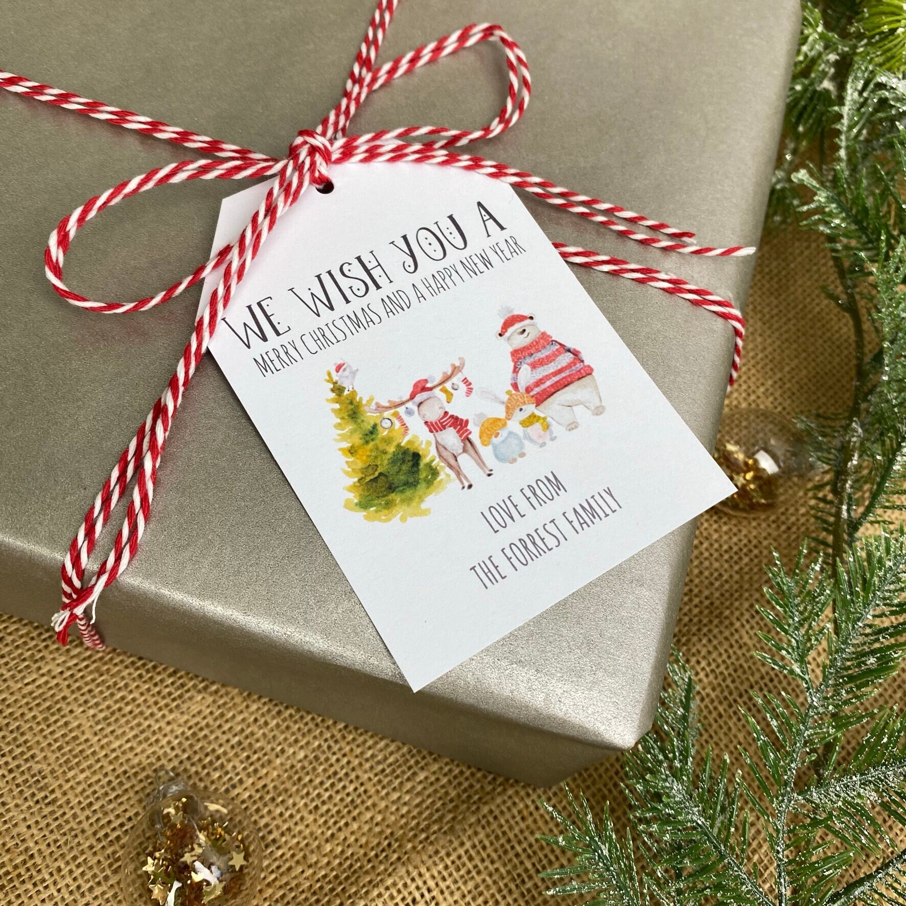 Personalised Christmas Gift Tag Pack, Scandi Reindeer Tag, Eco Friendly  Present Labels, Rustic Gift Tag, Christmas Favours, Name Tags