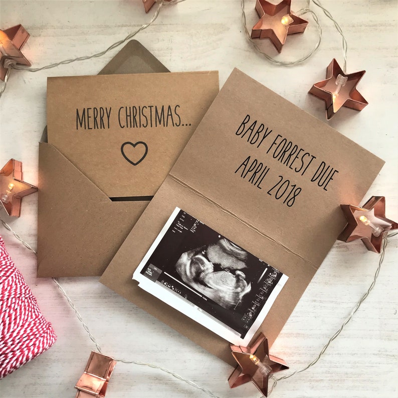 Christmas Pregnancy Announcement Card, Merry Christmas Baby — free download